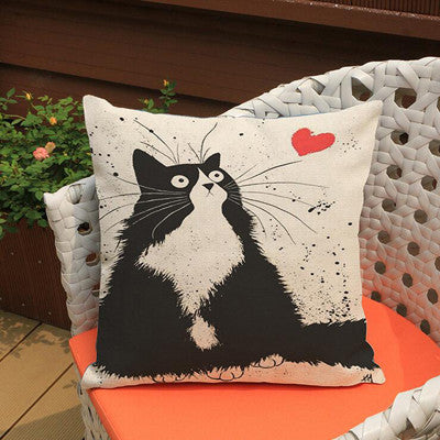 Home Decorative Pillow Cases Cartoon Black White Cats Printed Throw Pillow Cases Household Textile Supplies YLL753