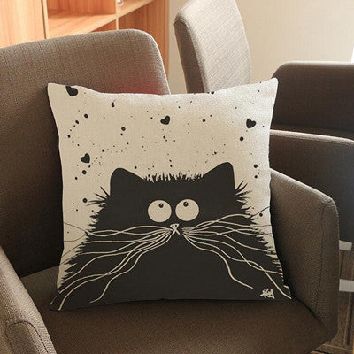 Home Decorative Pillow Cases Cartoon Black White Cats Printed Throw Pillow Cases Household Textile Supplies YLL753