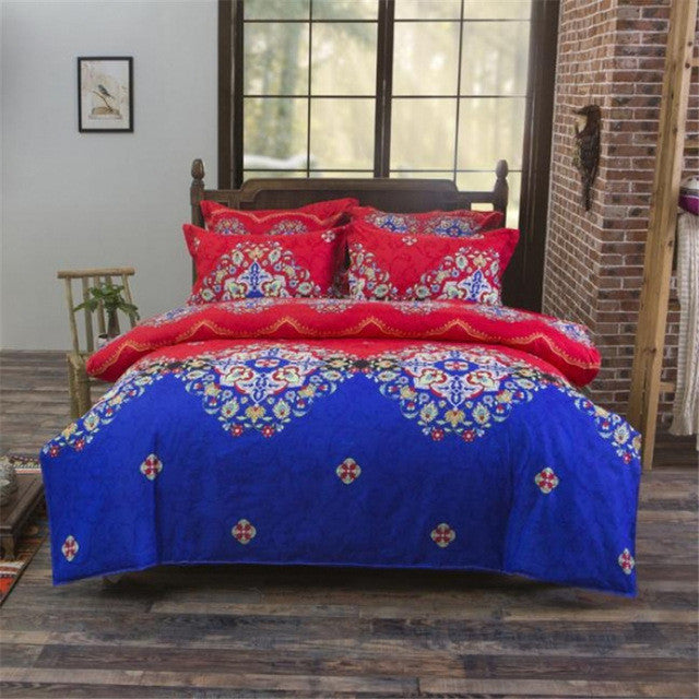 UNIKEA National Style Recto Prune Reversible Duvet Cover Bed Sheet with Pillow Sham Boho Mandala Bedding Set Twin Full Queen Kin