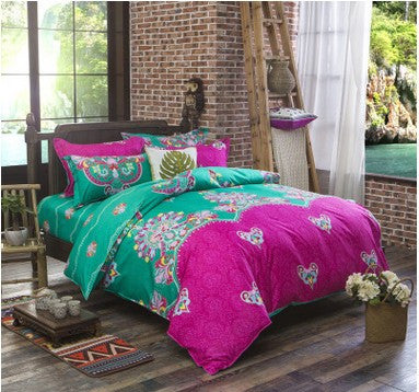 Bohemia 4 /3PCS3d bedding sets Sham Boho Mandala duvet cover set winter bedsheet queen king size Cotton folk-custom Bed set