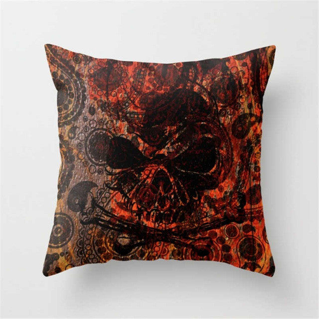 Pillowcase Punk Bohemia Paisley Skull Cushion Cover Cotton Linen Size 40*40 Printed Throw Pillows Decorative Cojines