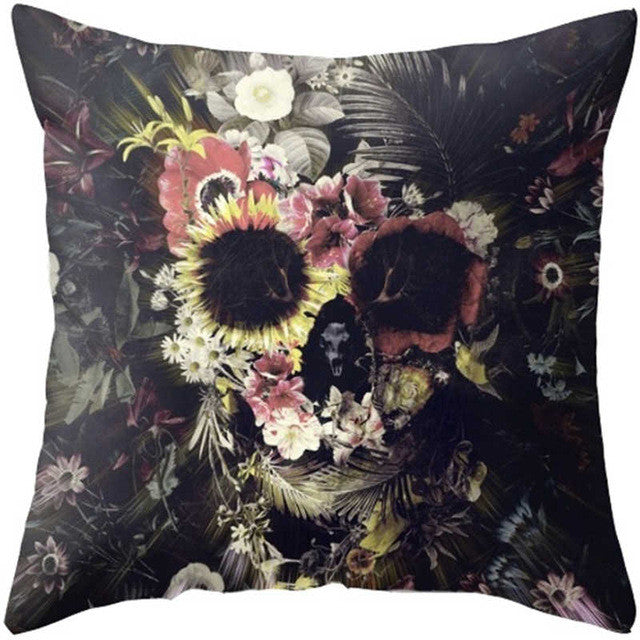 Pillowcase Punk Bohemia Paisley Skull Cushion Cover Cotton Linen Size 40*40 Printed Throw Pillows Decorative Cojines