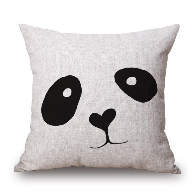 Romantic Modern Simple Beige Love Star Pattern Pillow Case Deer and Panda Chair Square Throw Pillow Cover Decorative Pillows