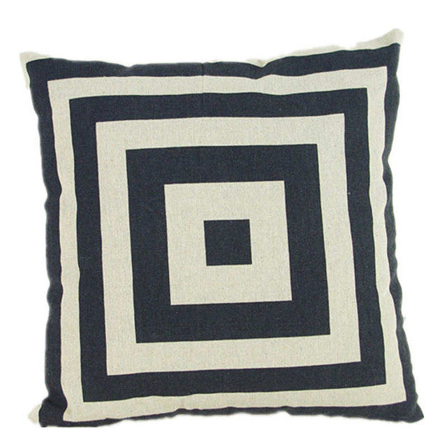 Pillow Case Black and White Pattern Pillowcase Cotton Linen Printed 18x18 Inches Geometry Euro Pillow Covers