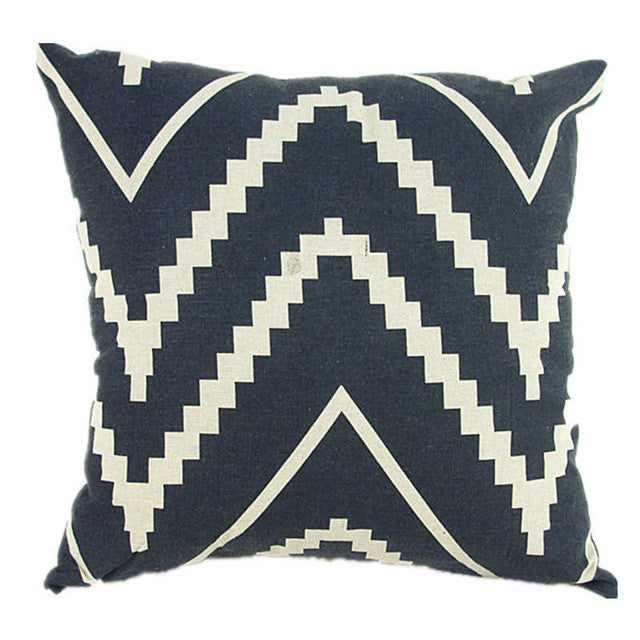 Pillow Case Black and White Pattern Pillowcase Cotton Linen Printed 18x18 Inches Geometry Euro Pillow Covers
