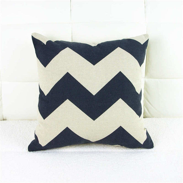 Pillow Case Black and White Pattern Pillowcase Cotton Linen Printed 18x18 Inches Geometry Euro Pillow Covers
