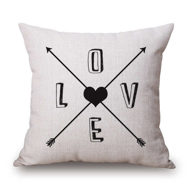 Pillow Case Black and White Pattern Pillowcase Cotton Linen Printed 18x18 Inches Geometry Euro Pillow Covers