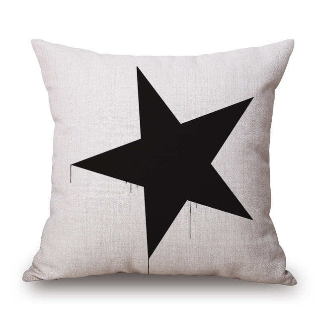 Pillow Case Black and White Pattern Pillowcase Cotton Linen Printed 18x18 Inches Geometry Euro Pillow Covers