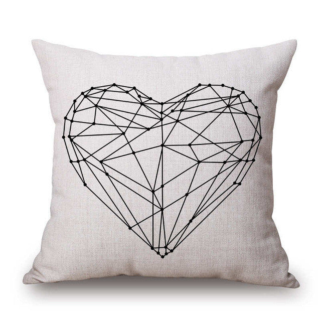 Pillow Case Black and White Pattern Pillowcase Cotton Linen Printed 18x18 Inches Geometry Euro Pillow Covers
