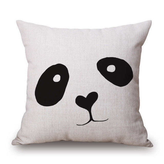 Pillow Case Black and White Pattern Pillowcase Cotton Linen Printed 18x18 Inches Geometry Euro Pillow Covers