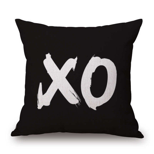 Pillow Case Black and White Pattern Pillowcase Cotton Linen Printed 18x18 Inches Geometry Euro Pillow Covers