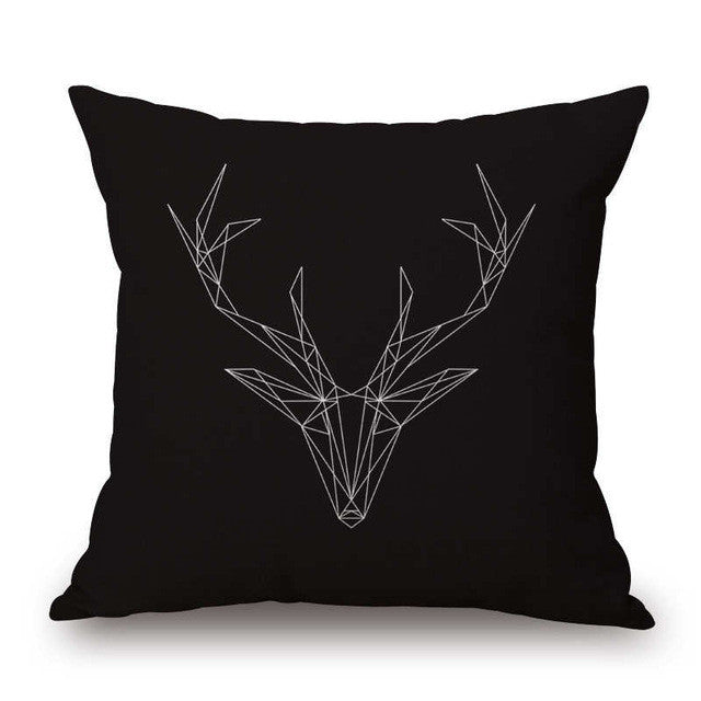 Pillow Case Black and White Pattern Pillowcase Cotton Linen Printed 18x18 Inches Geometry Euro Pillow Covers
