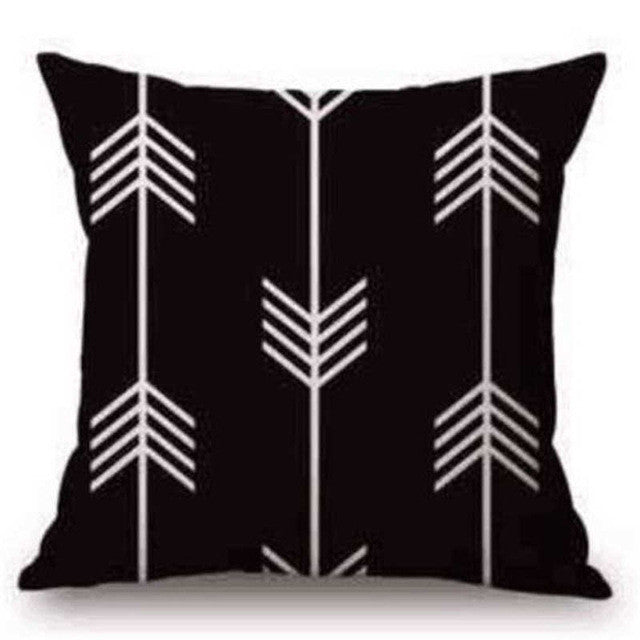Pillow Case Black and White Pattern Pillowcase Cotton Linen Printed 18x18 Inches Geometry Euro Pillow Covers