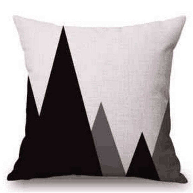 Pillow Case Black and White Pattern Pillowcase Cotton Linen Printed 18x18 Inches Geometry Euro Pillow Covers