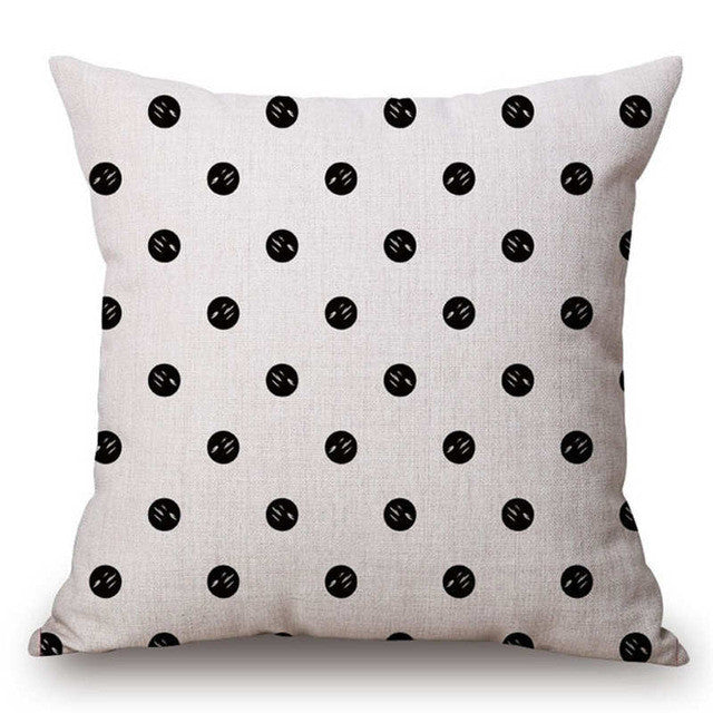 Pillow Case Black and White Pattern Pillowcase Cotton Linen Printed 18x18 Inches Geometry Euro Pillow Covers