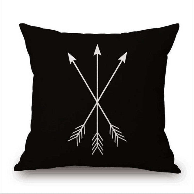 Pillow Case Black and White Pattern Pillowcase Cotton Linen Printed 18x18 Inches Geometry Euro Pillow Covers