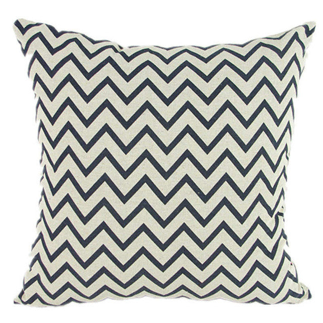 Pillow Case Black and White Pattern Pillowcase Cotton Linen Printed 18x18 Inches Geometry Euro Pillow Covers