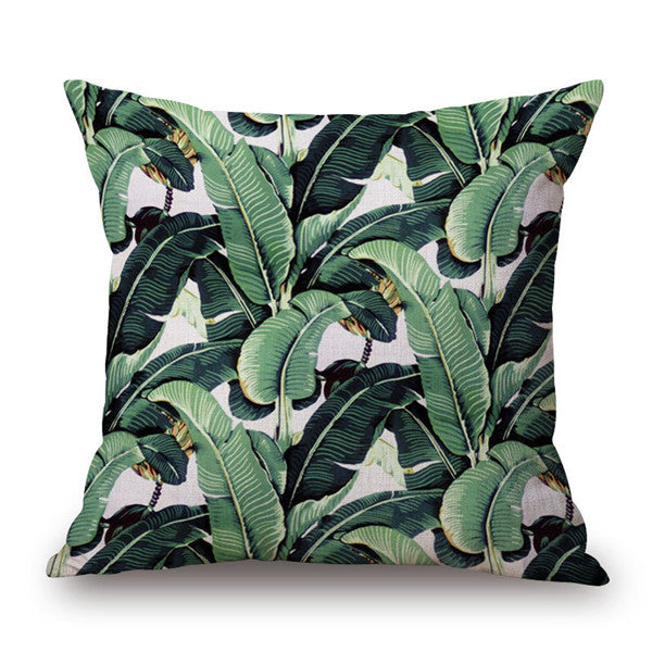 Green Tropical Plant Tree Leaves Pillow Cover Fresh Throw Pillow Case Home el Usage