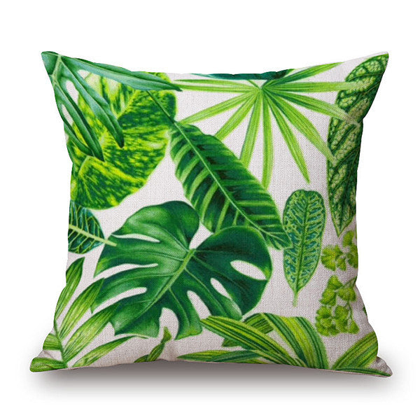 Green Tropical Plant Tree Leaves Pillow Cover Fresh Throw Pillow Case Home el Usage