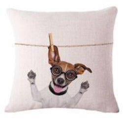 Fashion Cute Dog Cotton Linen Decorative Pillow Case Chair Waist Seat Square 45x45cm Pillow Cover Home Garden Textile