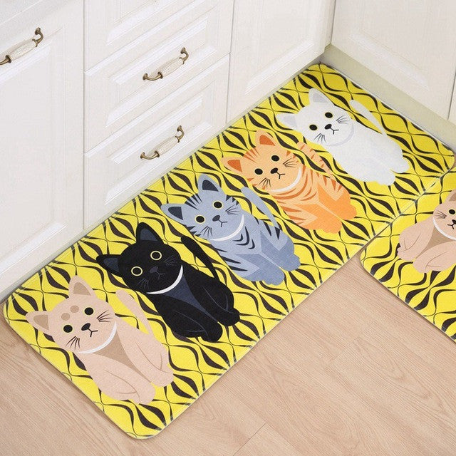 Kawaii Welcome Floor Mats Animal Cat Printed Bathroom Kitchen Carpets Doormats Cat Floor Mat for Living Room Anti-Slip Tapete