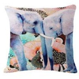 Colorful India Elephant Cotton Linen Pillow Case 18 inch Square Chair Waist Pillow Cover Home Garden Textile