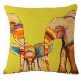Colorful India Elephant Cotton Linen Pillow Case 18 inch Square Chair Waist Pillow Cover Home Garden Textile