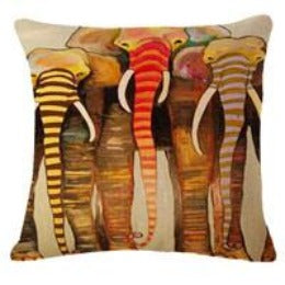 Colorful India Elephant Cotton Linen Pillow Case 18 inch Square Chair Waist Pillow Cover Home Garden Textile