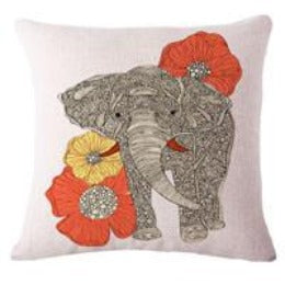 Colorful India Elephant Cotton Linen Pillow Case 18 inch Square Chair Waist Pillow Cover Home Garden Textile