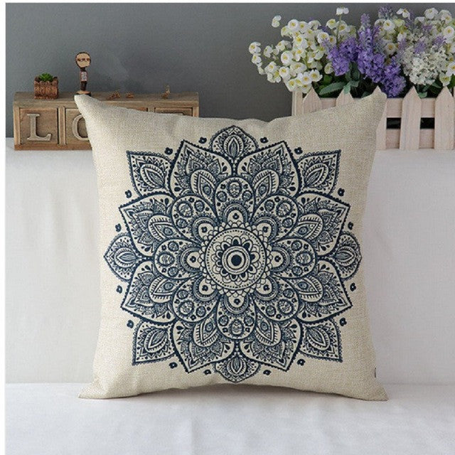 Vintage Floral Cotton Linen Throw Pillow Case Cover Bed Decorative Cushion Home Office Pillowcase Pillowslip Black and White