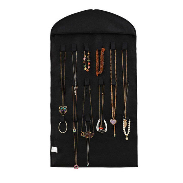 32 Pockets Jewelry Hanging Organizer Earrings Necklace Jewelry Display Holder Dual Sided Jewellery Storage Bag Display Pouch