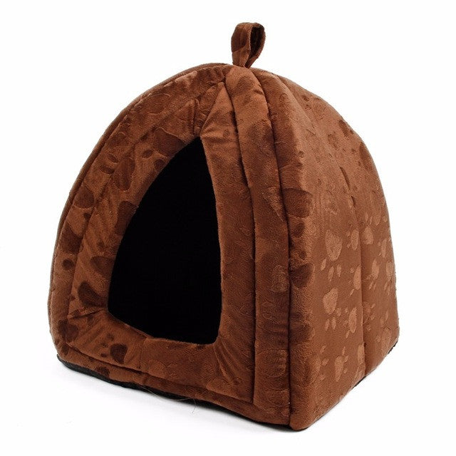 Cat House and Pet Beds 5 Colors Beige and Red Purple, Khaki, Black with Paw Stripe, White with Paw Stripe