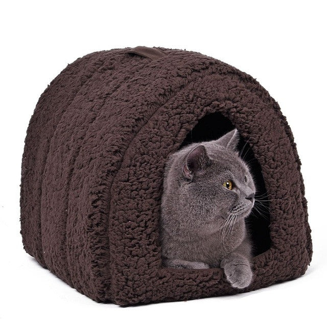 Cat House and Pet Beds 5 Colors Beige and Red Purple, Khaki, Black with Paw Stripe, White with Paw Stripe