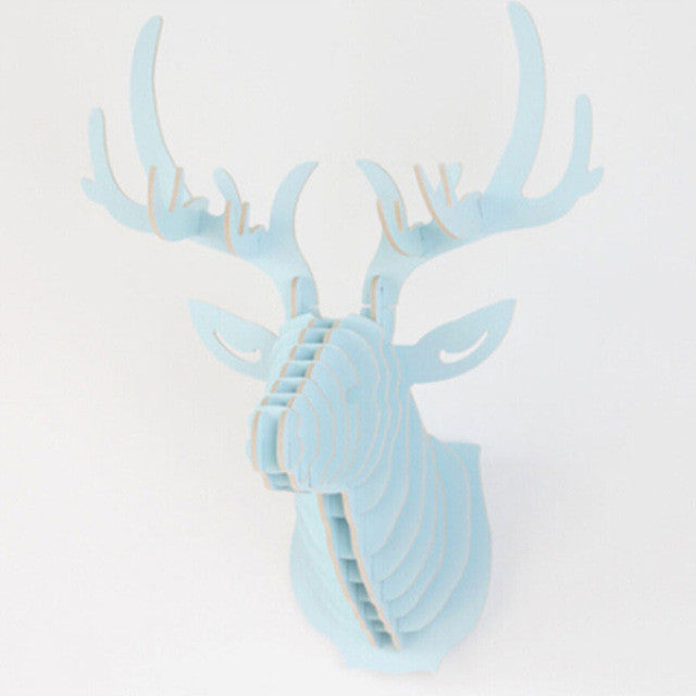 3D Puzzle Wooden DIY Creative Model Wall Hanging Deer Head Elk Wood Gift Craft Home Decoration Animal Wildlife