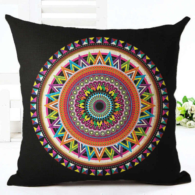 Decorative Pillow Case Colorful Geometric Pillowcase 18x18 Inches Woven Cotton Linen Chair Seat Throw Pillow Cover