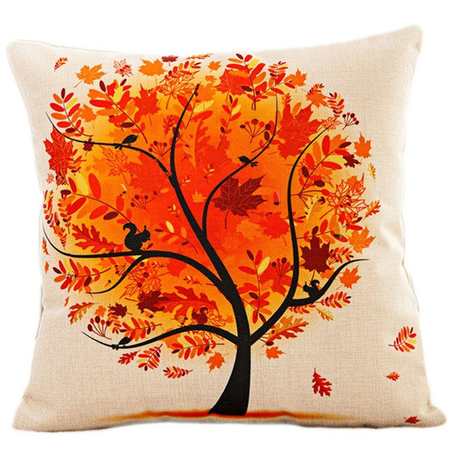 Season Life Tree Cotton Linen Colorful Decorative Pillow Case Chair Square Waist and Seat 45x45cm Pillow Cover Home Textile