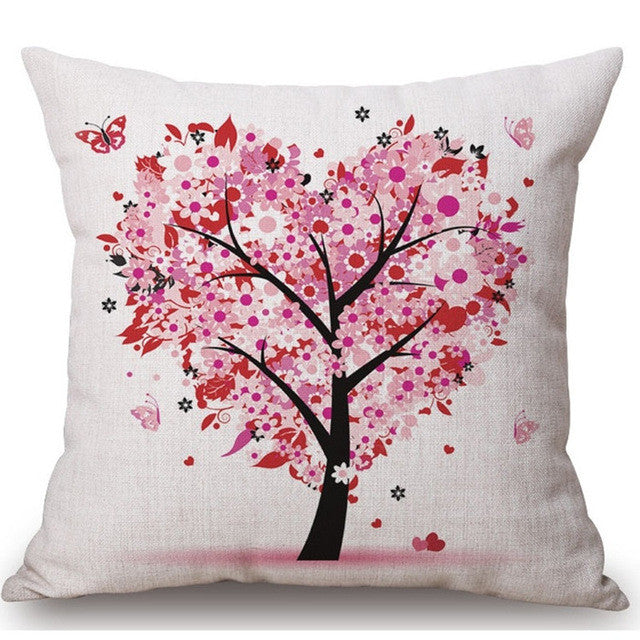 Season Life Tree Cotton Linen Colorful Decorative Pillow Case Chair Square Waist and Seat 45x45cm Pillow Cover Home Textile