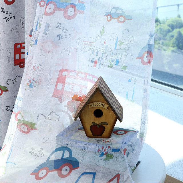 Cartoon Car Curtains for Living Room Bedroom Lovely Children Curtains Decorative Curtains for Kids Baby Room Drapes