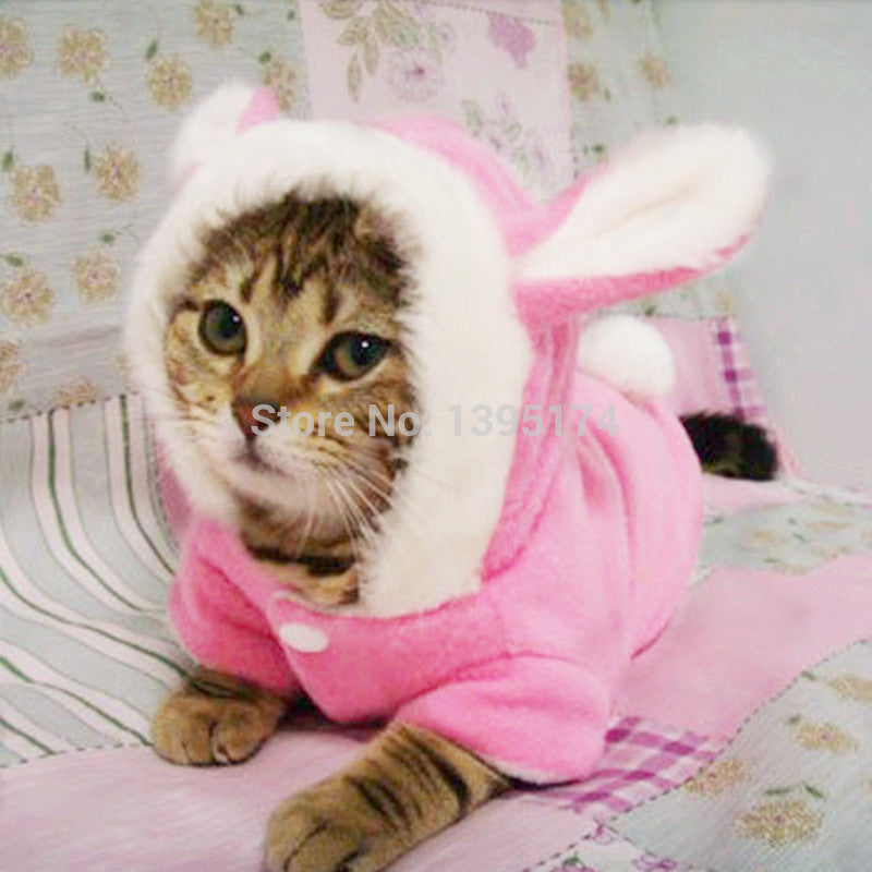 Cute Pet Cat Clothes Easter Bunny Costume Hooded Coat Fleece Warm Rabbit Outfit Clothing for Cats 29
