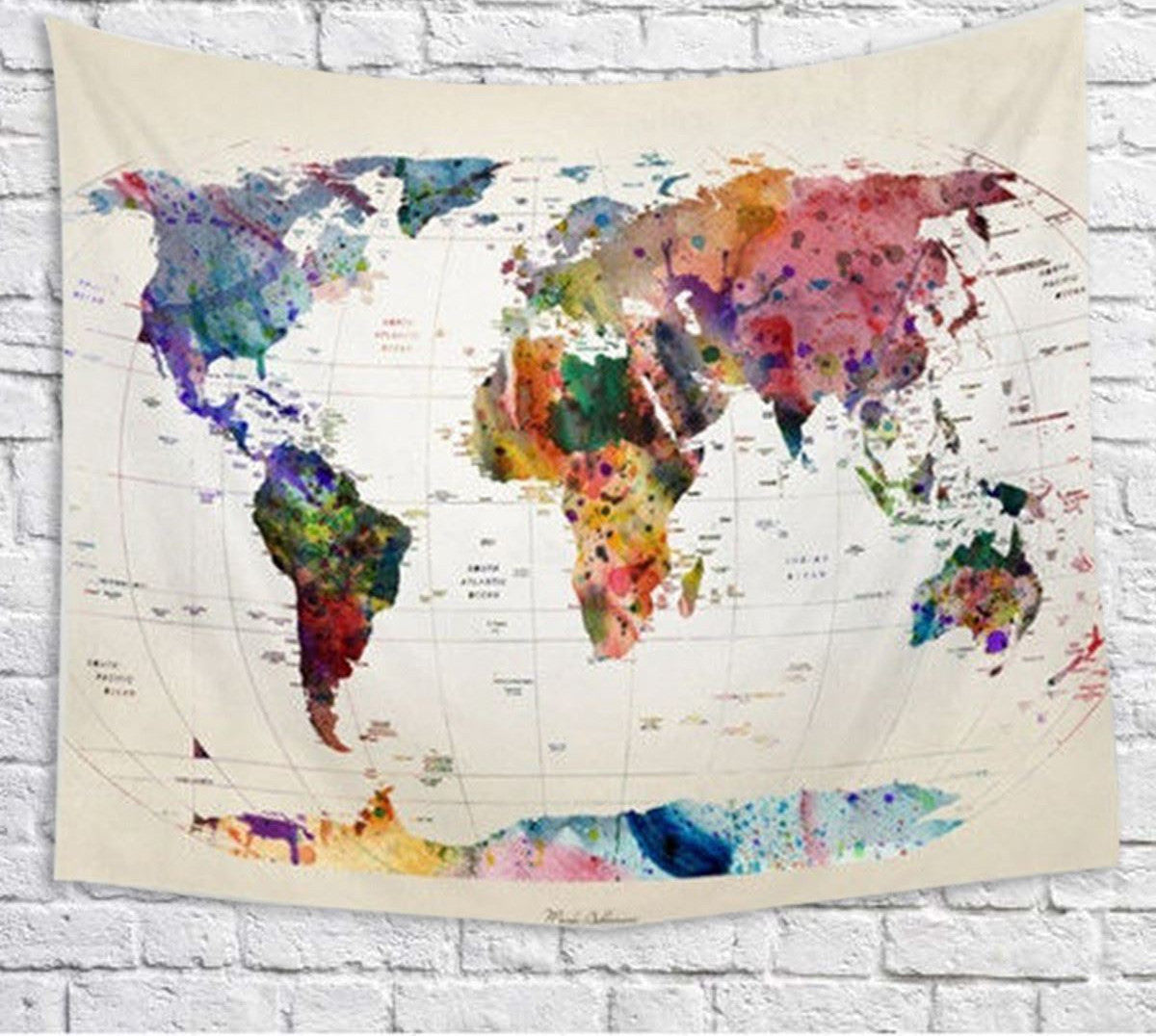 Polyester Wall Hanging World Map Tapestry Indian Mandala Throw Blanket Bedspread Home Dorm Living Room Decoration