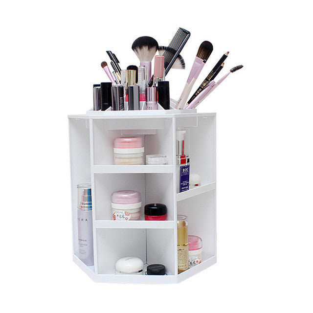Fashion 360-degree Rotating Makeup Organizer Box Brush Holder Jewelry Organizer Case Jewelry Makeup Cosmetic Storage Box