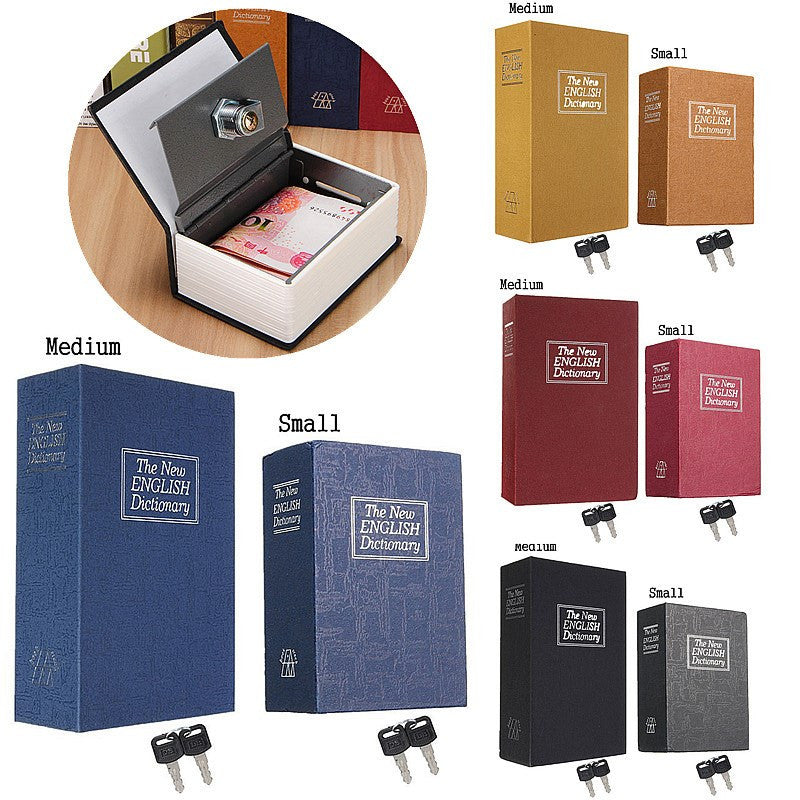 Security Simulation Dictionary Book Case Home Cash Money Jewelry Locker Secret Safe Storage Box With Key Lock Small Medium Size