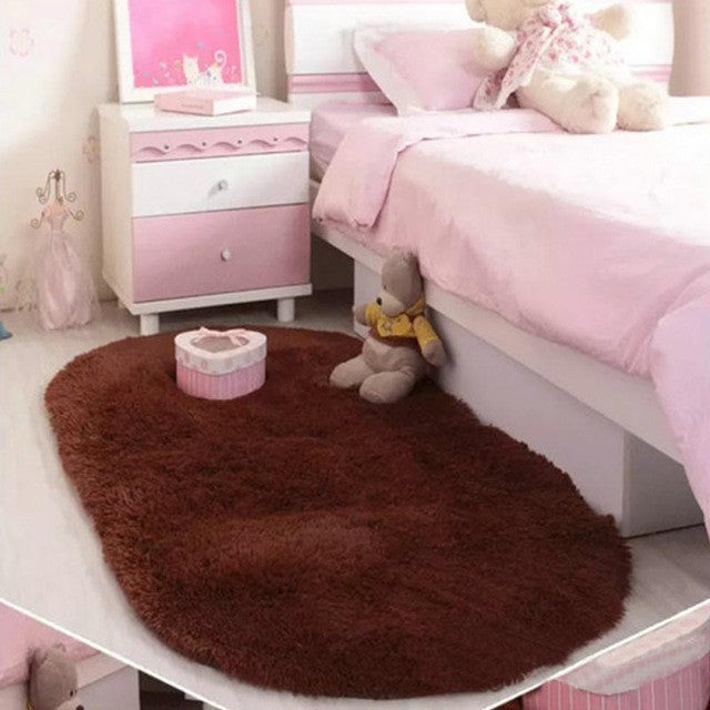 Bedroom Oval Carpet Floor Mats Floor Door Mat 40*60CM Plush Rug Mat Magic Slip-Resistant Pad