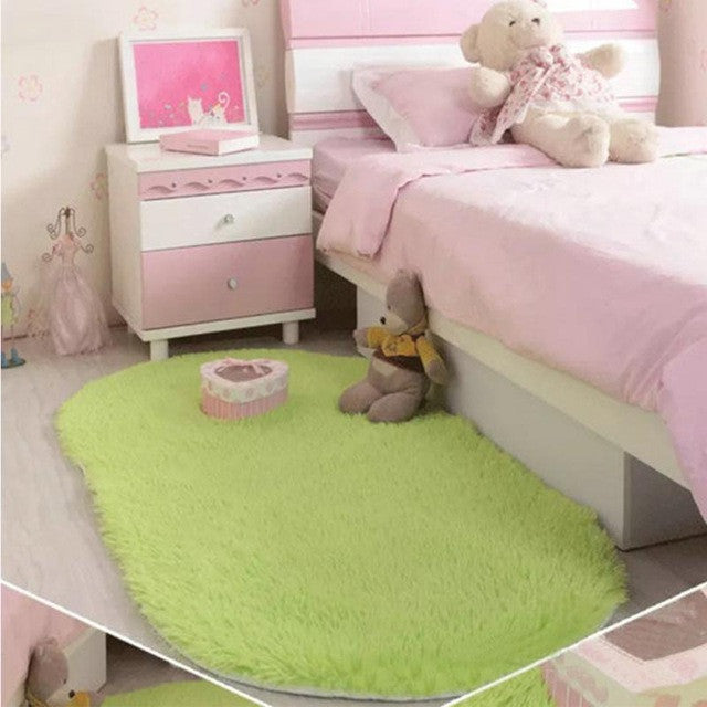 Bedroom Oval Carpet Floor Mats Floor Door Mat 40*60CM Plush Rug Mat Magic Slip-Resistant Pad