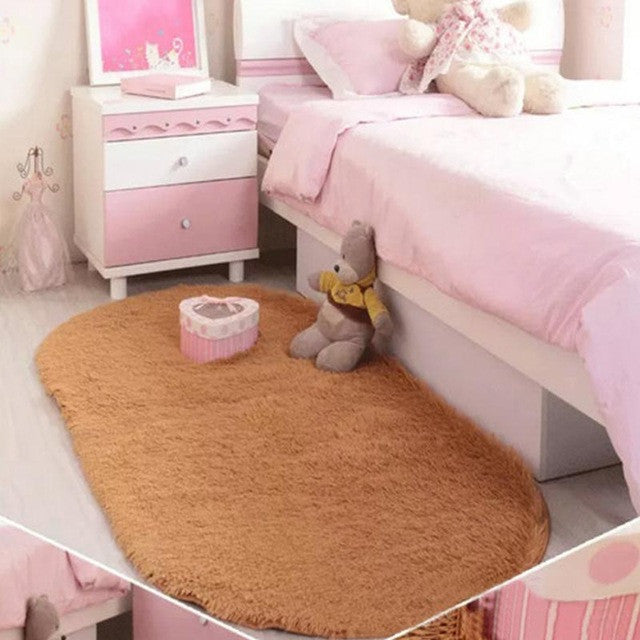 Bedroom Oval Carpet Floor Mats Floor Door Mat 40*60CM Plush Rug Mat Magic Slip-Resistant Pad