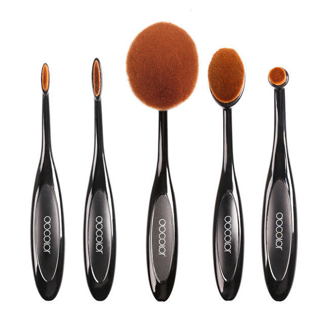 Promotion!makeup brushes Tooth Brush Shape Oval Makeup Brush Set 10pcs/6pcs/5pcs Professional Foundation Powder Brush Kit holder