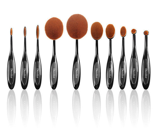 Promotion!makeup brushes Tooth Brush Shape Oval Makeup Brush Set 10pcs/6pcs/5pcs Professional Foundation Powder Brush Kit holder
