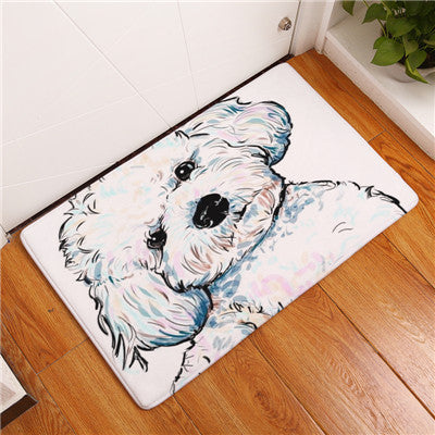 Lovely Painting Dog Print Carpets Anti-slip Floor Mat Outdoor Rugs Animal Front Door Mats
