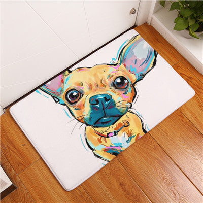 Lovely Painting Dog Print Carpets Anti-slip Floor Mat Outdoor Rugs Animal Front Door Mats