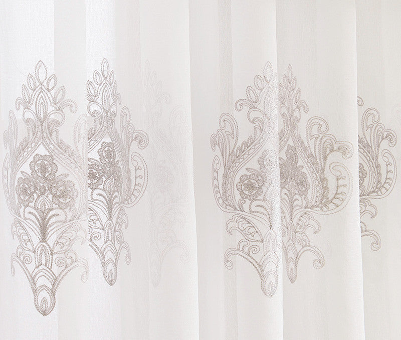 Luxury Embroidered Sheer Curtains Window Tulle Curtains for Living Room Bedroom Kitchen Gauze Voile Curtains White